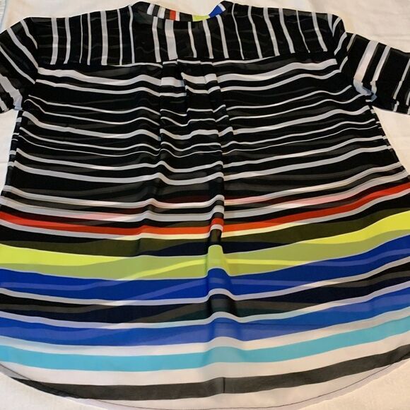A.n.a. Size XL Petite button up multi color/stripe blouse - Picture 2 of 9